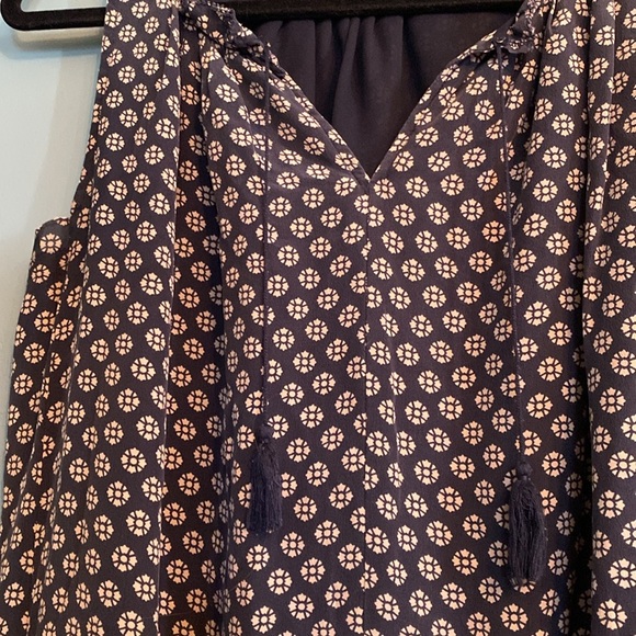 Madewell navy blue blue  and White Floral Sleeveless A- line Dress - size small - Picture 3 of 7